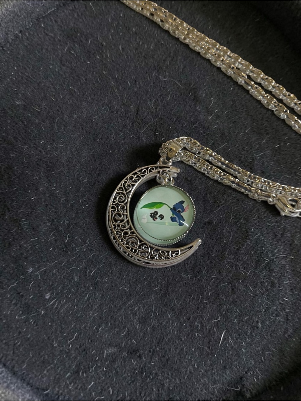 Stitch Moon Pendant Necklace